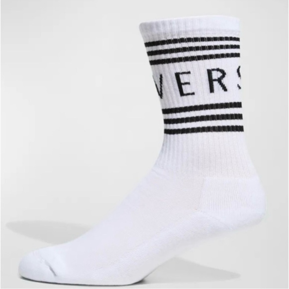 *VERSCE* Logo Crew Socks White/BlackMen's Medium NWT